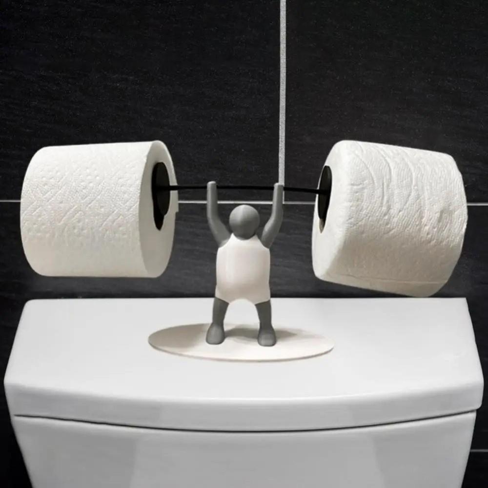 Funny Barbell Toilet Paper Holder Fitness Themed Multi-functional Storage Rack Kitchen Decor