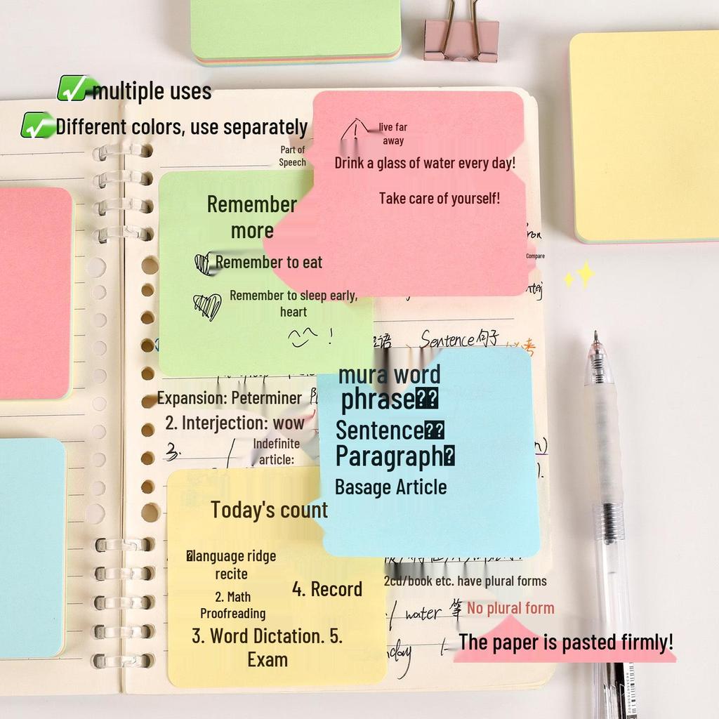 Colorful Round Corner Sticky Notes - Creative Tearable Memo Pads for Office & Student Use