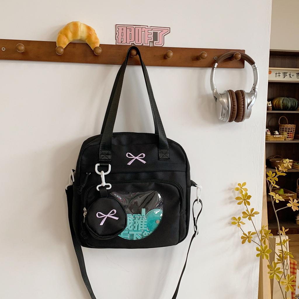 Bow shoulder bag Comic-Con transparent pain bag cute Japanese two-dimensional messenger bag student class tutoring bag woman