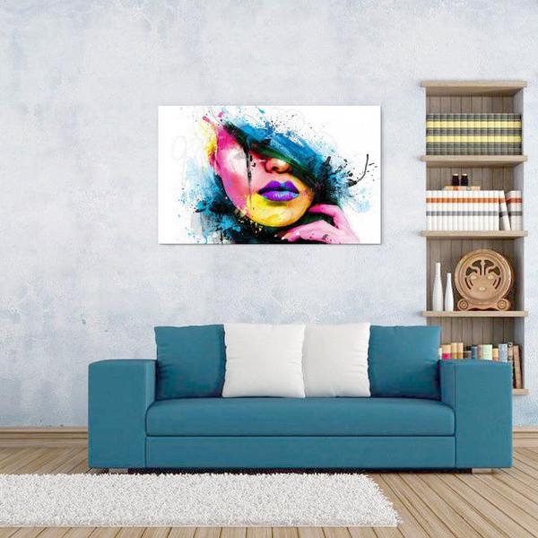 Stunning Modern Wall Art Oil Painting On Canvas Woman Face For Chic Room Decor