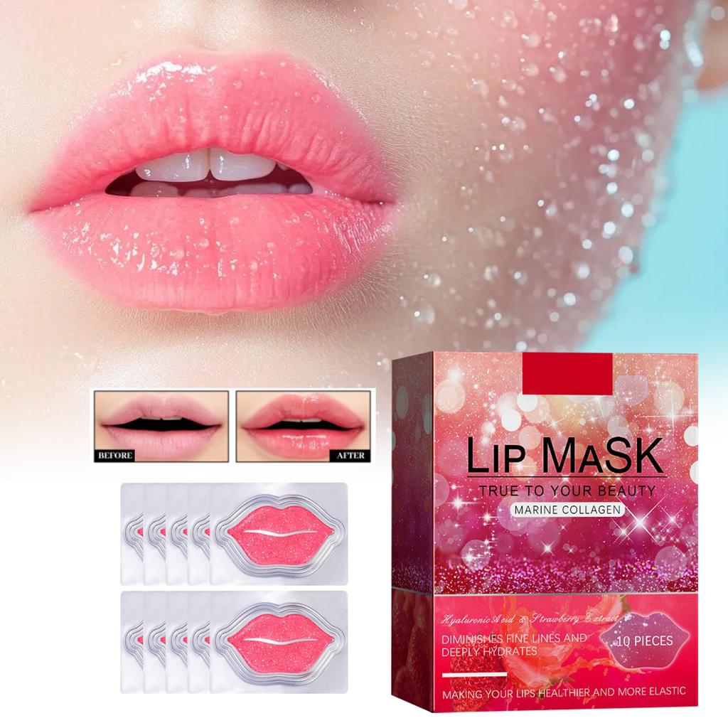 Kollagen-Lippenmaske, feuchtigkeitsspendende Lippenmaske, Peeling abgestorbener Haut, Lippenfalten, Lippenmaskenpflaster, 10 ml