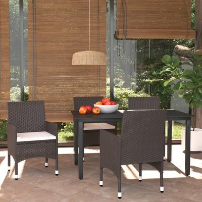 Vidaxl 5-Cz. Garden Furniture Set With Cushions, Poly Rattan, Brown