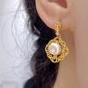 Lanyun Pearl Jewelry Natural Pearl Earrings Femininity Lace Silver Needle 18k Gold Hollow Stud Earrings Court Style