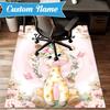 Custom Name Floral Puppies Art Rug for Living Room, Game Rooms, Office, Bedroom, Floor Mat Playful Design, fan gifts Christmas decor