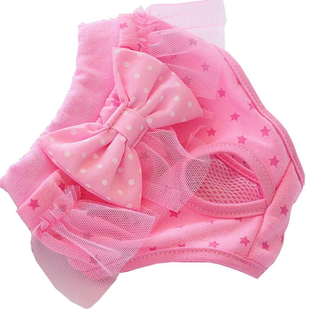 Schleifen-Dekor Hund Periodenunterwäsche Rosa Ton Haustier Kurze Hose Haustier Hygienehose Hund Läufigkeitspflege