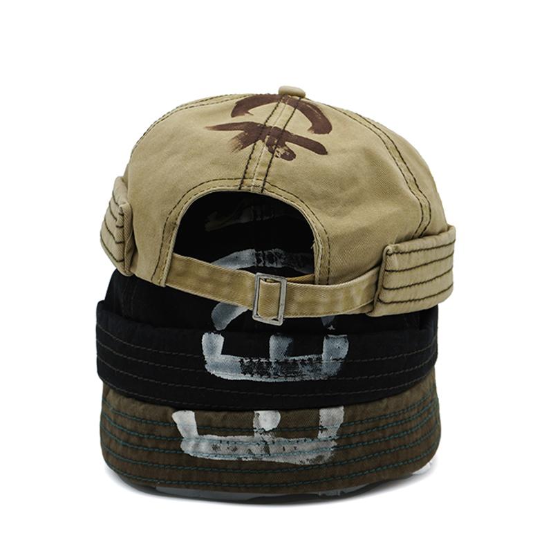 Letter Printing Docker Cap Without Visor Adjustable Brimless Caps Vintage Beanie Hat Retro Cotton Street Cool New Style Hip Hop