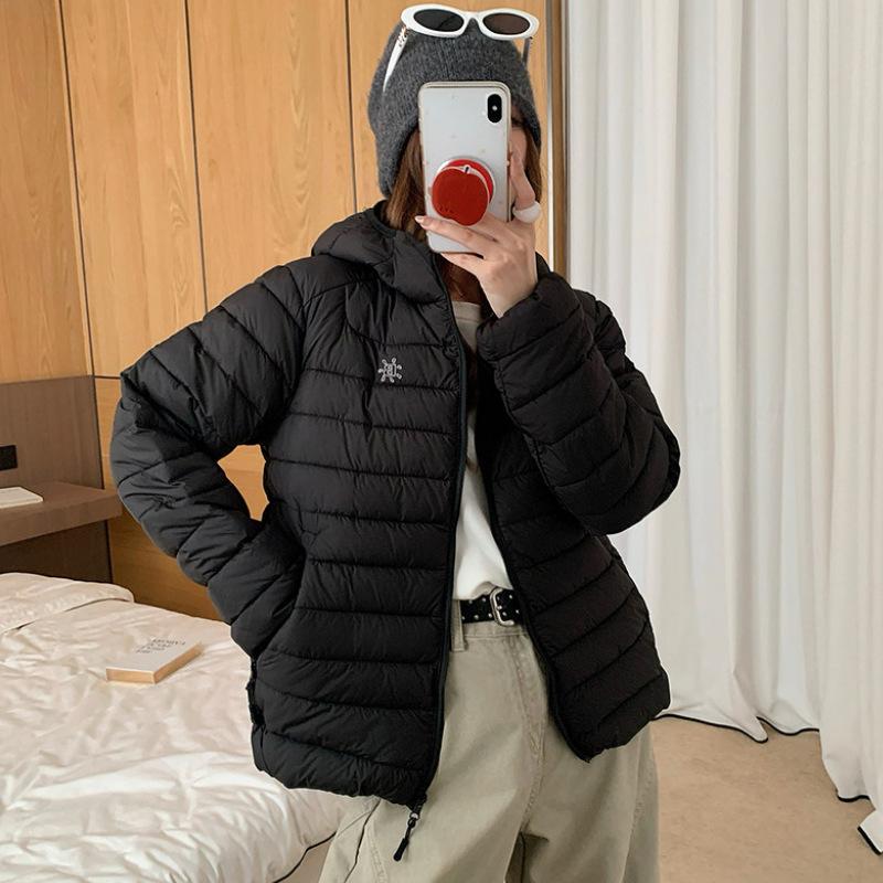 Winter new light and thin hooded ribs cotton clothes women's short large size loose warm jacket cotton clothes