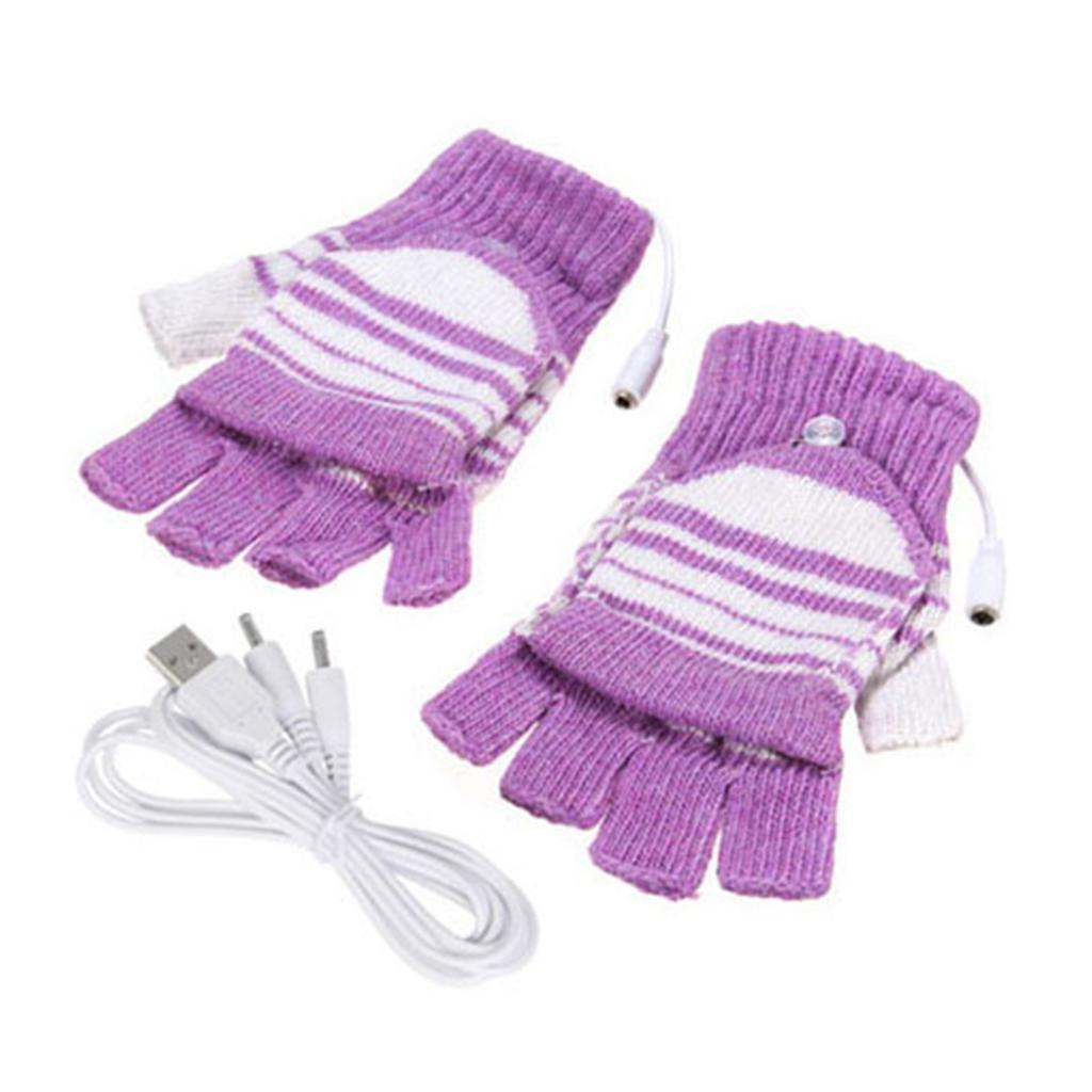 Convertible Flip Top USB Heated Gloves Winter Half Finger Thick Warm USB Heated Gloves for Adventure Enthusiasts
