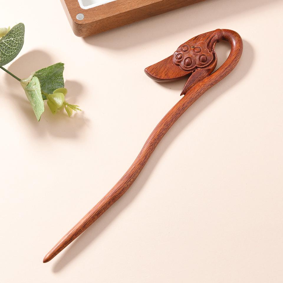 Elegantná zlatá sponka do vlasov z hodvábu a santalového dreva - Čínsky retro štýl vlasového doplnku