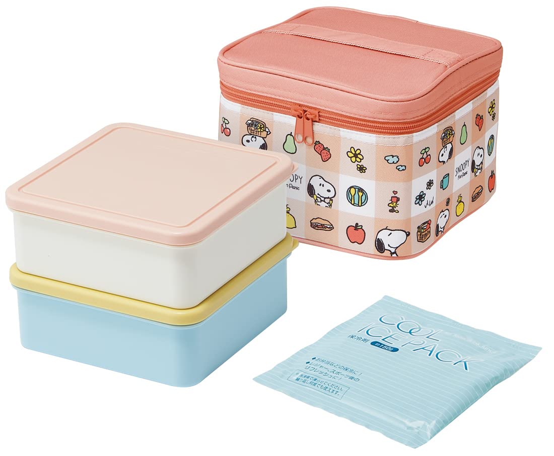 

Skater Picnic Lunch Box with Cooler Bag and Ice Snoopy Picnic Made in KCPC2 Pack, Design, Japan, 2240ml,