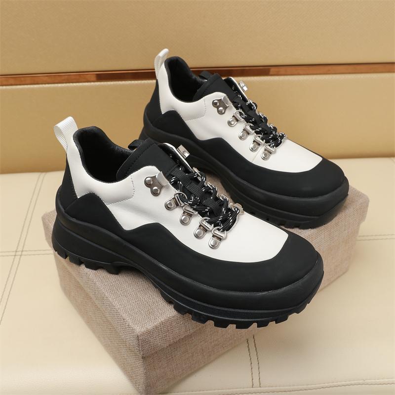 Thick soled casual sports men's shoes High quality trendy young thick soled shoes Black and white Minimalist style designer