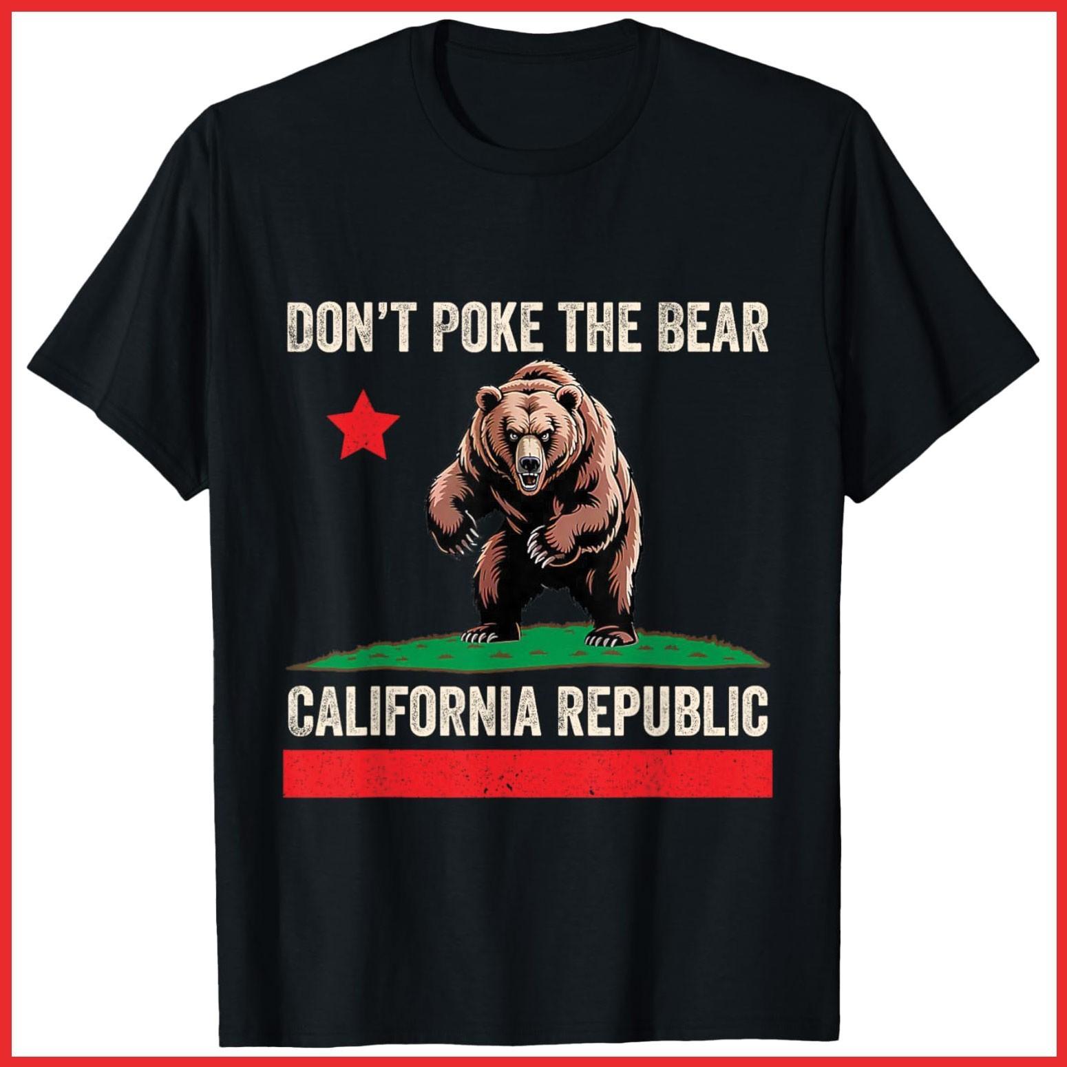 Don’t Poke The Bear California Republic Black Cotton T-Shirt S-5XL L