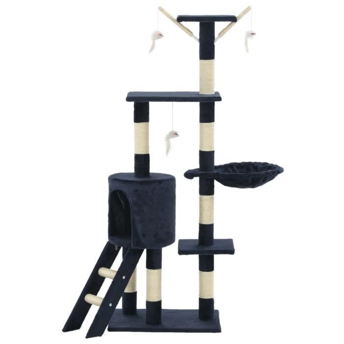 VidaXL Arbre à chat avec griffoirs en sisal 138 cm Bleu foncé