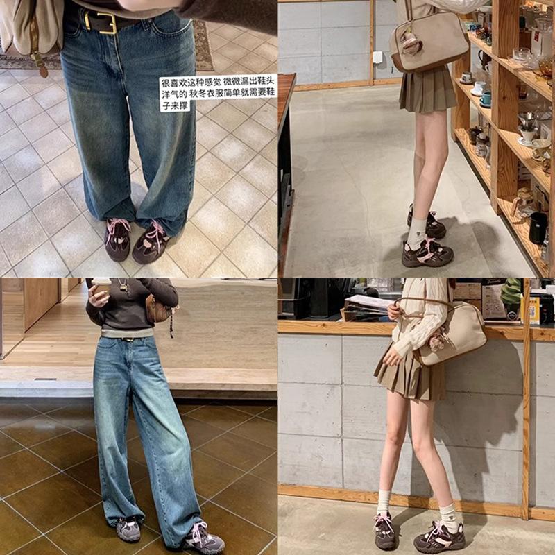 Su Yinyin of the same style~ Leather thick sole with an inner height of 5 cm, ballet shoes, sports shoes, Forrest Gump shoes, German training shoes