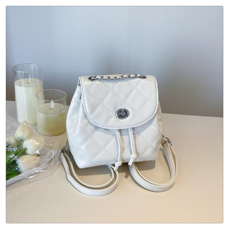 

Рюкзак-цепочка ромбовидной формы, женский, модный, нишевый дизайн, студенческий школьный рюкзак, повседневный, трендовый, дорожный рюкзак белый