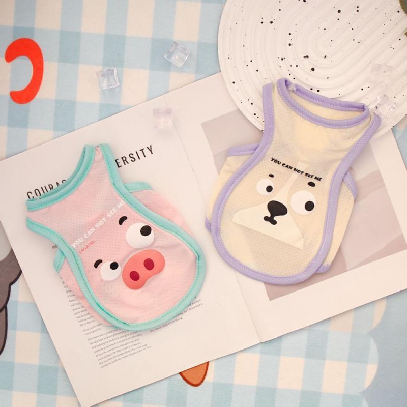 Pet Cat Dog Summer Cartoon Pattern Cool Breathable Cooling Ice Silk Vest Outdoor Tank Top Lightweight Outdoor Cool Clothes