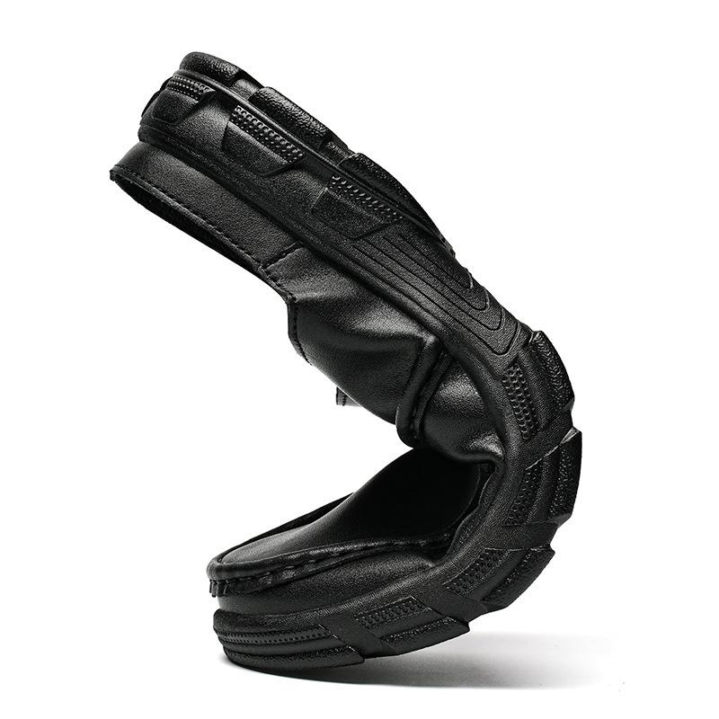Half-drag leather shoes without heel casual lazy slippers breathable beanie shoes half-tray sandals