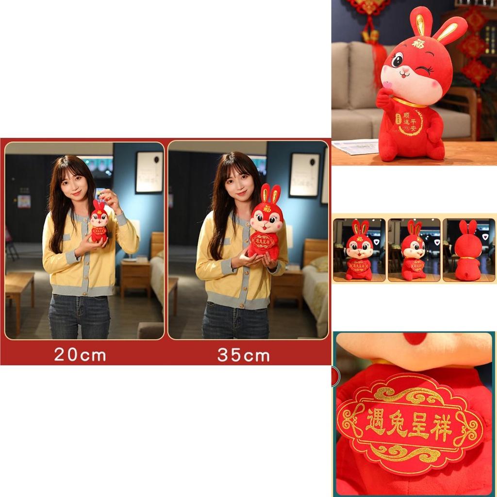 Adorable Red Rabbit Mascot Cuddly Soft Plush Doll Perfect Kid Gift