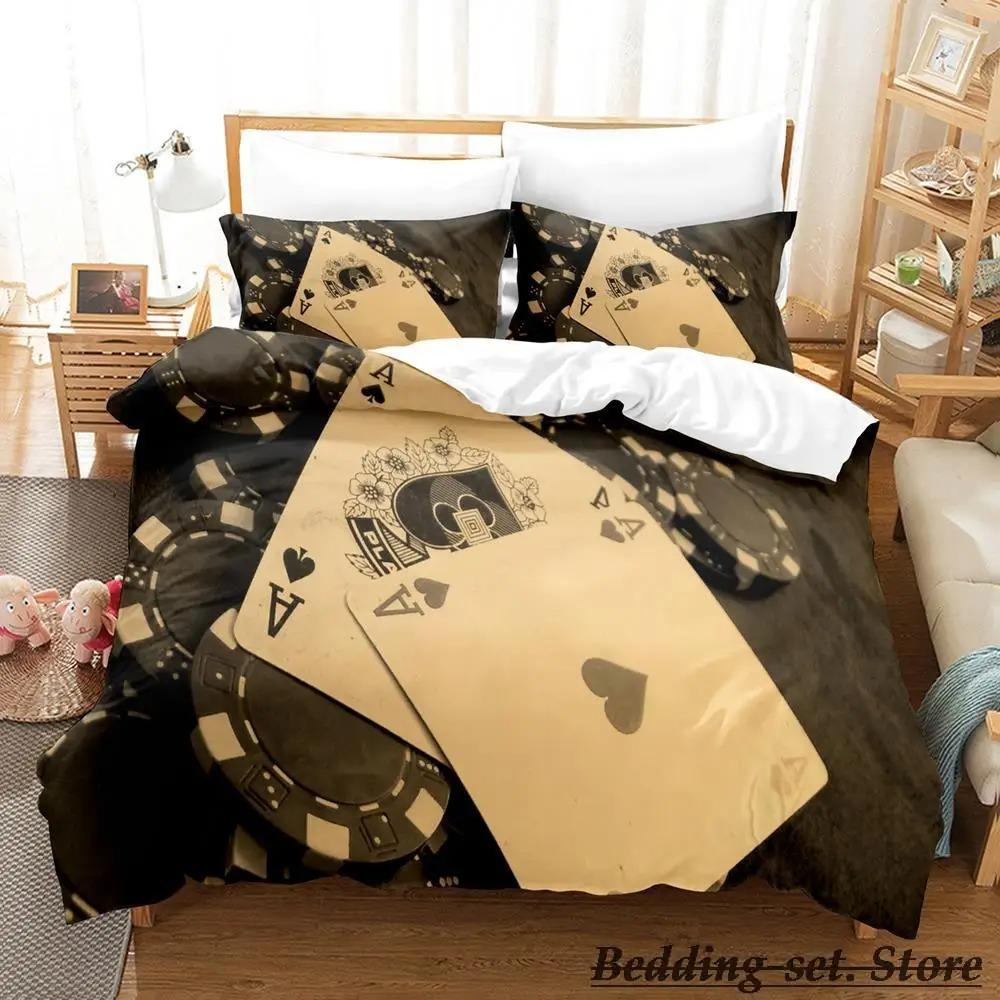 HIGH CARD Poker Bedding Set Single Twin Full Queen King Size Anime Duvet Cover for Adult Kid Bedroom
