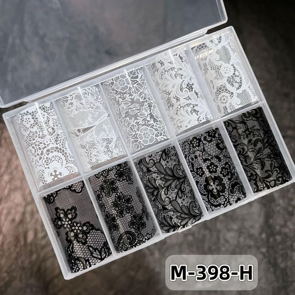 Lace Design Nail Foils Stripe Pattern Black White Nail Art Stickers Leopard Print Sequin Effect Nail Decals Nail Decoration