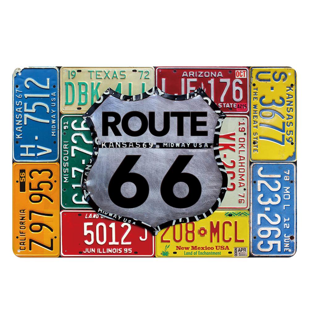 Vintage USA Route 66 Sign Metal Tin Plate Bar Pub Club Man Cave Wall Decoration Plaque Retro Poster Home Decor 30X20CM