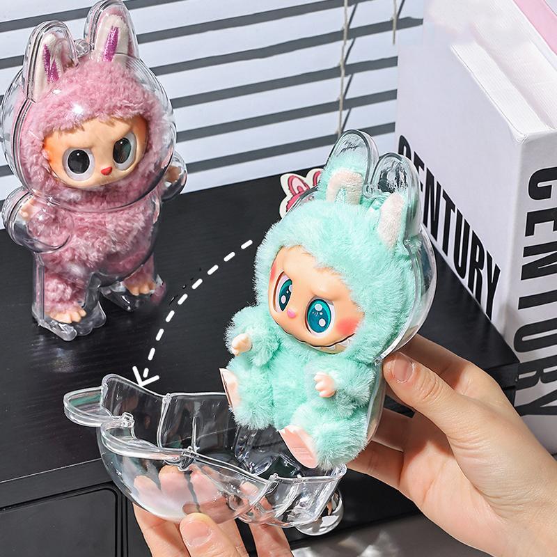 For Labubu Transparent Protective Case LABUBU Doll Protector Portable Pendant Storage Box for Labubu Clear Display Bag 1pc