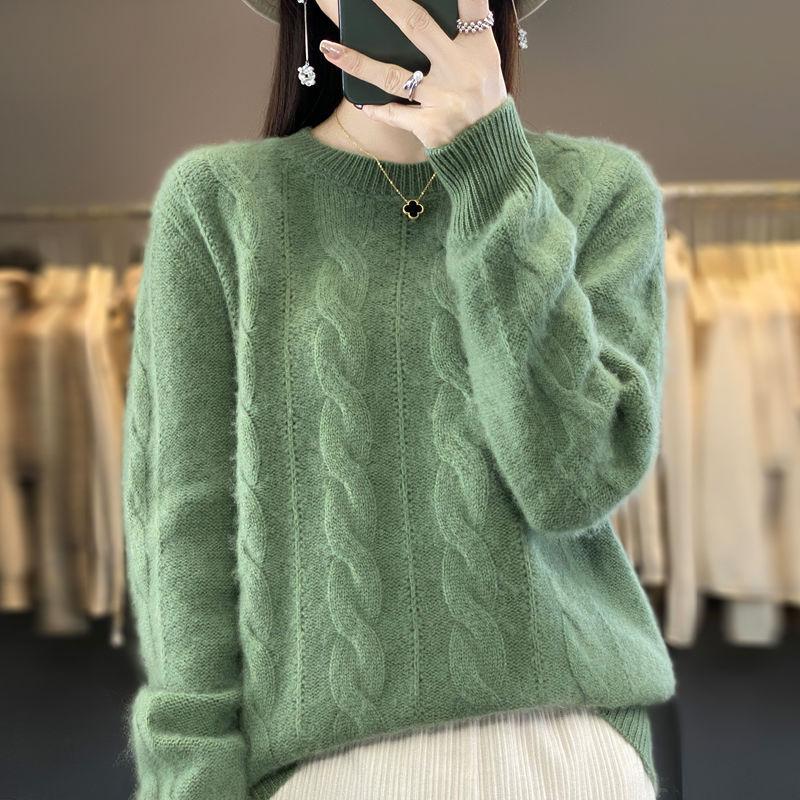 Women's Fried Dough Twists Sweater Women's Autumn and Winter Fashion Inside Knit Top Pullover Sweater