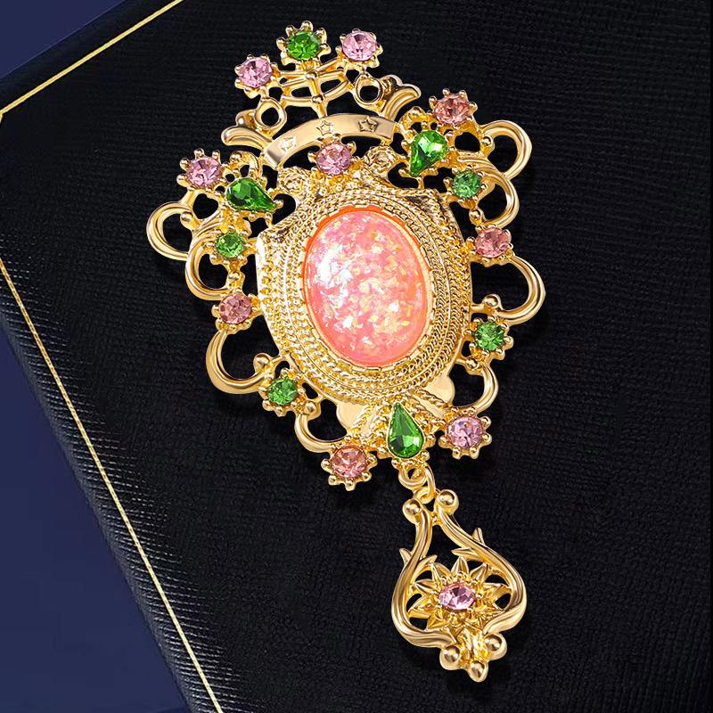 Vintage Palace Style Pendant Round Brooches For Women Lady'S Clothes Brooch Pins Gifts