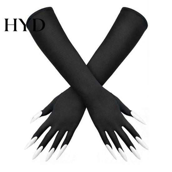 Creepy Long Nail Gloves 1 Pair Halloween Ghost Claw Gloves, Fingernail Witch Costume Durable Party Handwear Accessory, Dark Performance Prop