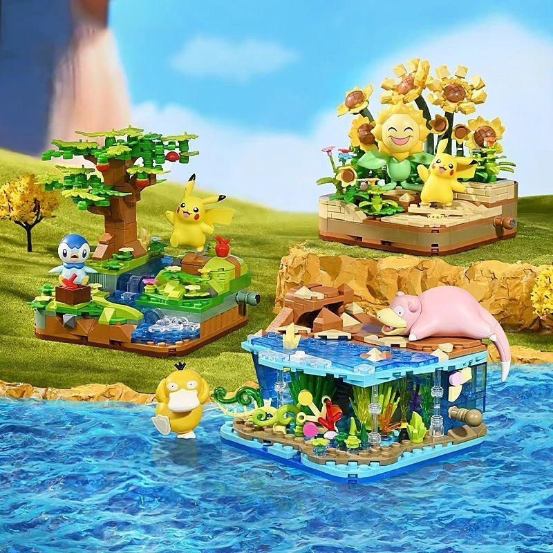 Pokémon Series Building Blocks Pikachu Psyduck Pogaman Cartoon Figure Model Bricks Desktop Ornaments Kids Toys Holiday Gifts