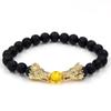 Přírodní náramek s korálky z přírodního kamene z černé lávy a bílého howlitu Pulseira Masculina Pánské šperky náramek z korálků Buddha Dragon pro ženy