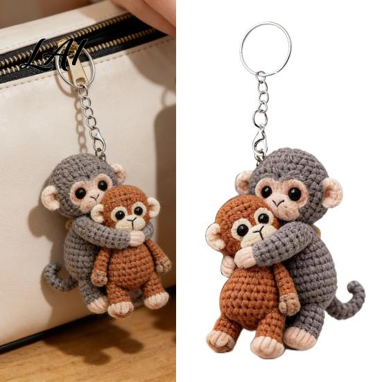 Portachiavi Scimmia Crochet Fatto a Mano Lavorato a Maglia Carino Ciondolo per Borsa per Zaino Borsa Durevole