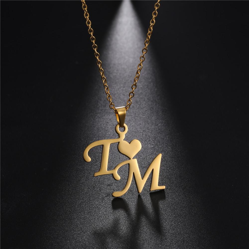 Lemegeton Personalisierte Namenskette Benutzerdefinierte Initialen Halsketten Für Frauen Edelstahl Schmuck Angepasste Namensschild Geschenk