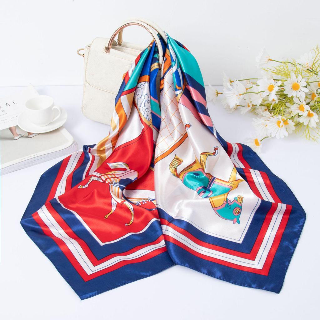 Simulation Silk 90cm Large Square Scarf Silk Scarf Female New 2026 Spring and Fall Models of Foreign Fashion Shirt Large Square Scarf Mother Scarf