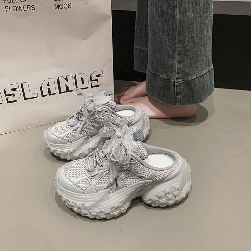 

Подошва-шины папины кроссовки женские без задника с сумкой на носке полушлепанцы 2025 новая платформа спортивная повседневная обувь тренд 40 серый