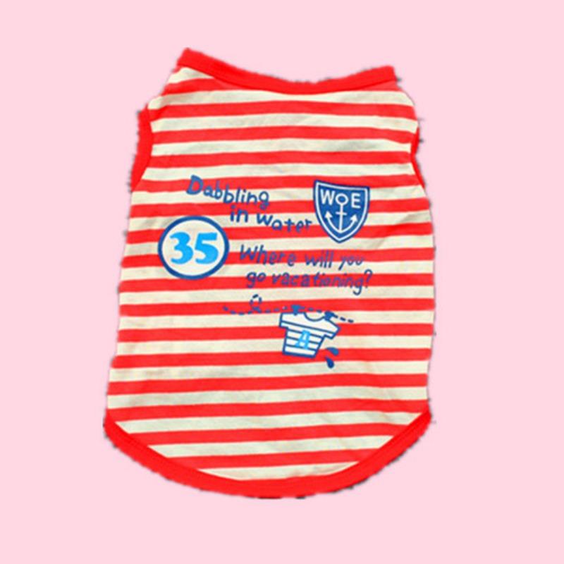 Dog Spring and Summer Striped Vest, Puppy Breathable T-shirt, Teddy, Schnauzer