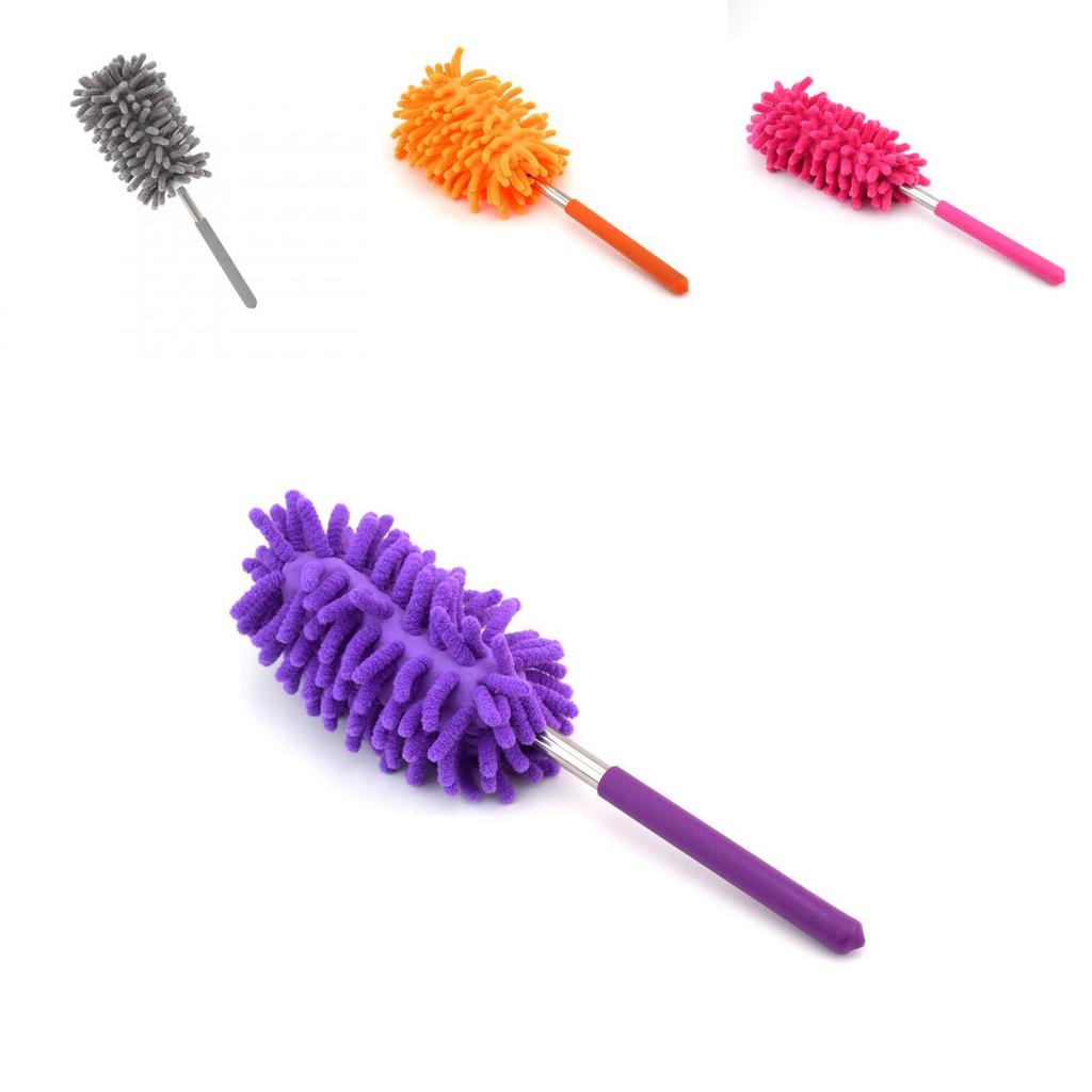 Stainless Steel Extendable Duster With Synthetic Fiber Head For Home Cleaning