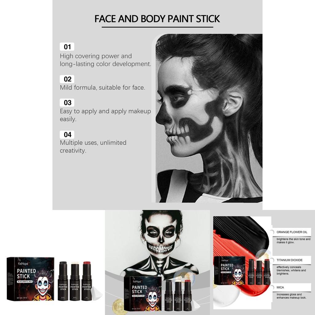 Eelhope Halloween Body Painting Stick Set Versatile Full Coverage Face Paint Kit