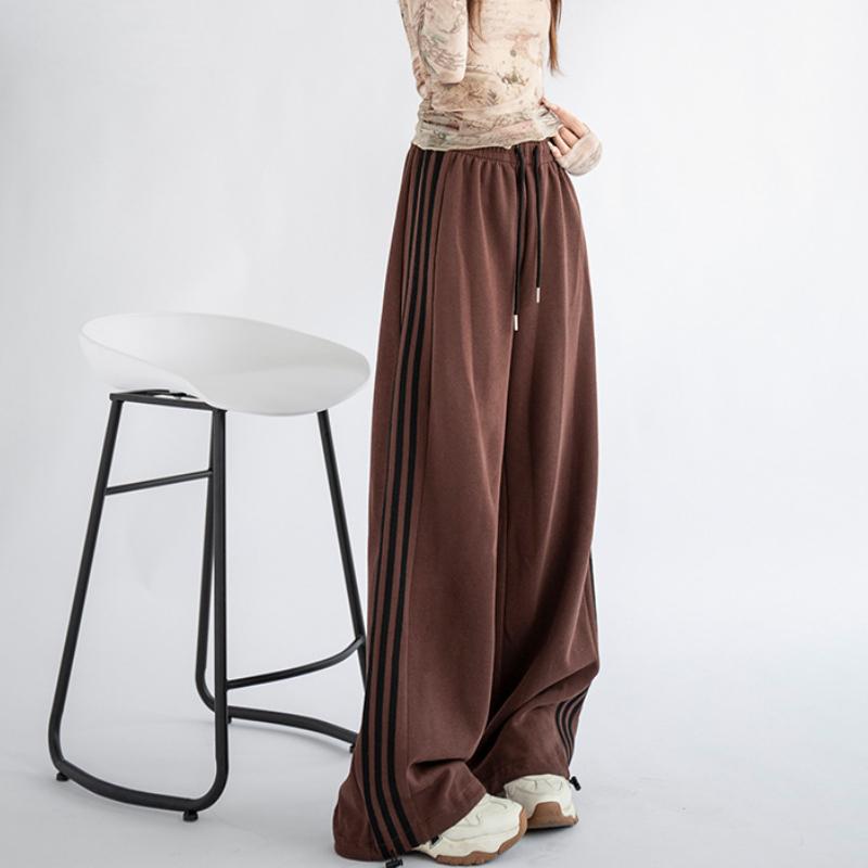 Женские свободные повседневные прямые спортивные брюки с высокой талией — фото 12