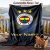 Flannel Blanket Fenerbahçe FC Print Custom Name Text Soft Throw for Sofa Bed