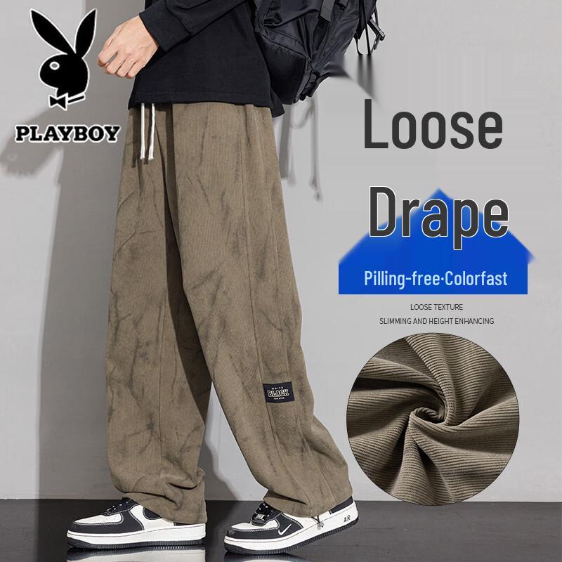 Playboy Men s Summer Casual Straight-Leg Trousers XL коричневый