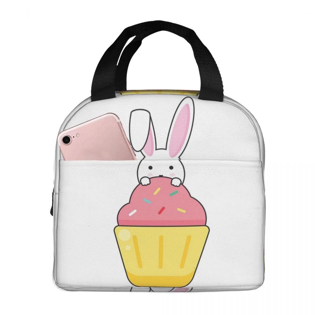 Bunny Paper Cup Cake Cartoon Insulated Lunch Bag for Women Kids Portable Food Boxes Thermal Lunch Box Tote