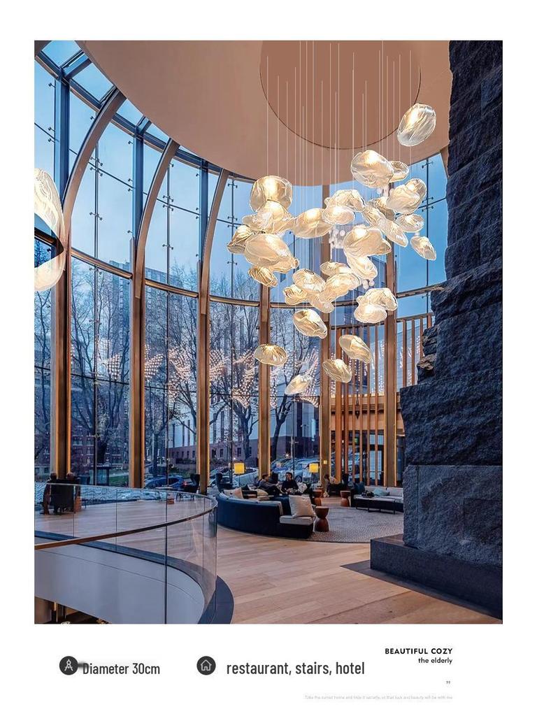 Designer Glass Cloud Staircase Pendant Light for Loft or Villa Living & Dining Rooms