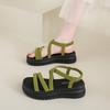 Sandals female 2025 summer new fairy wind round head cross belt casual muffin platform fashion beach roman shoes