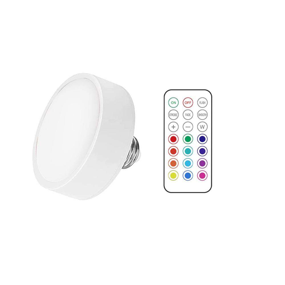 RGB barevné LED světlo Puck, dálkový ovladač, bezdrátová žárovka, nástěnná lampa, závěsné svítidlo, patice AA baterie, E26, E27