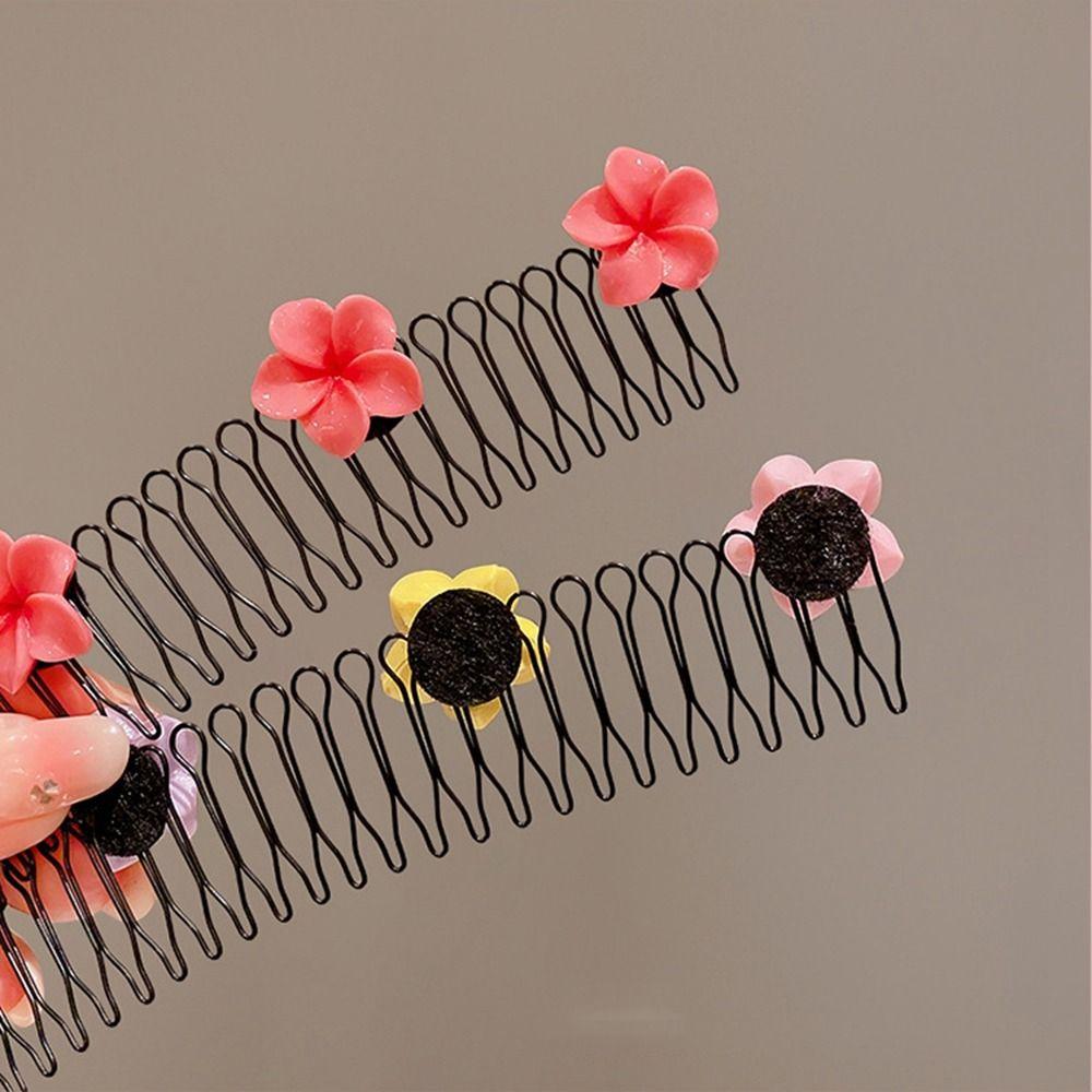 Spring U Shape Hair Styling Comb Headband Fixed Combs Invisible Extra Hair Holder Teeth Hair Accessories Flower Hairpin
