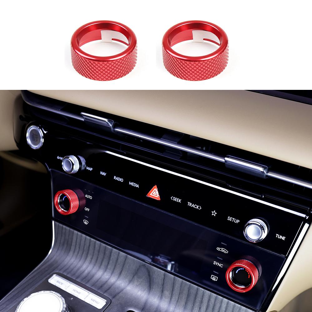 

For Genesis G80 RG3 2026 2026 2pcs Aluminum Alloy Air Conditioner Adjustment Knob Trim Ring Cover Interior Accessories красный