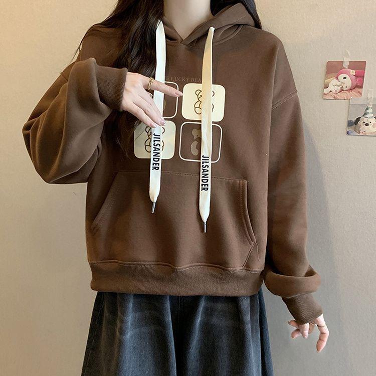 Plus Size Hooded Sweatshirt for Women - Thick, Slimming, Autumn/Winter Print Design, Long Sleeve, Korean Style Jacket.