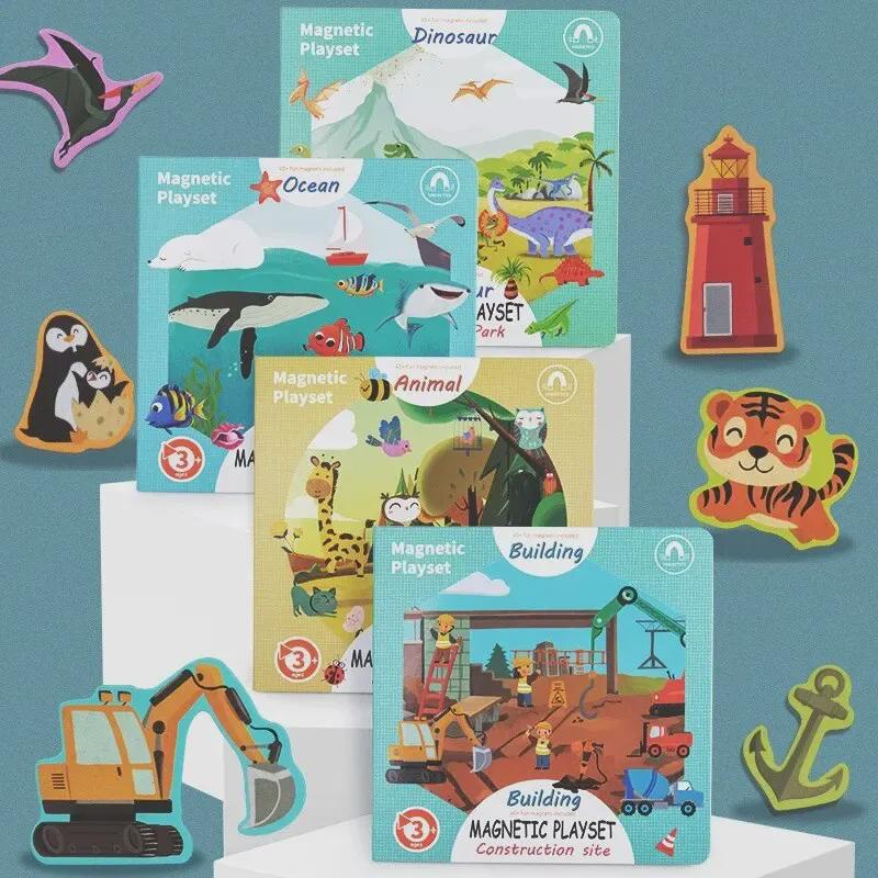 Children's Educational Magnetic Animal & Dinosaur Scene Puzzle Toy