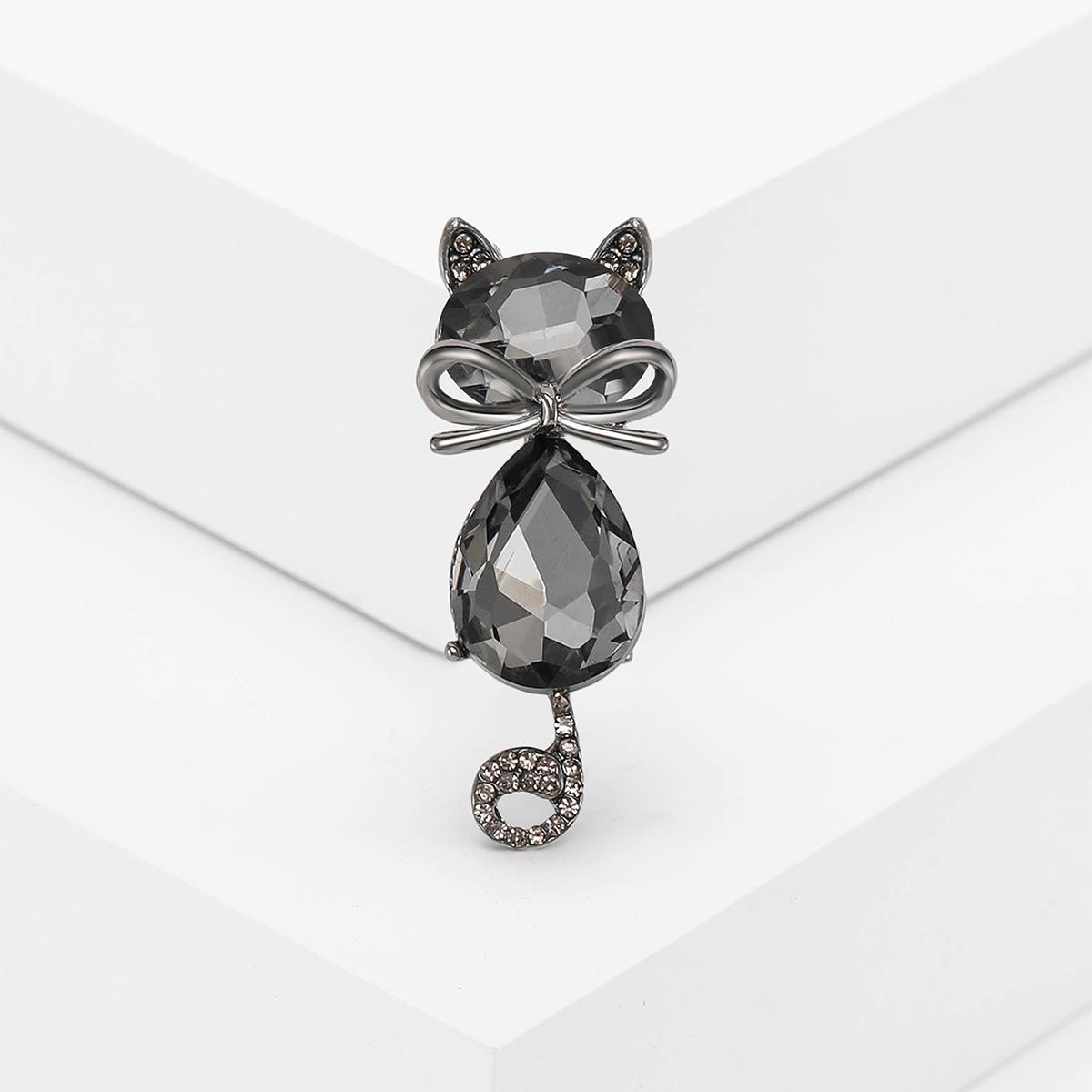 

Брошь в виде кошки с хрустальным бантом, милый костюм с булавкой для котенка, простые аксессуары для одежды чёрный